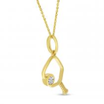 14K Yellow Gold Open Diamond Pickleball Pendant