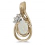 14k Yellow Gold Oval Opal And Diamond Teardrop Pendant