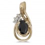 14k Yellow Gold Oval Onyx And Diamond Teardrop Pendant