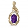 14k Yellow Gold Oval Amethyst And Diamond Pendant