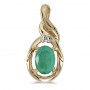 14k Yellow Gold Oval Emerald And Diamond Pendant