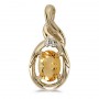 14k Yellow Gold Oval Citrine And Diamond Pendant