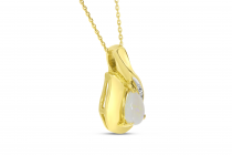 14K Yellow Gold Pear Opal Pendant with Diamond