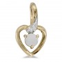 10k Yellow Gold Round Opal And Diamond Heart Pendant