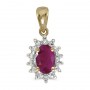 14k Yellow Gold Oval Ruby And Diamond Pendant