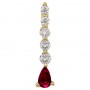 14K Yellow Gold Graduated Diamond and Pear Ruby Drop Pendant