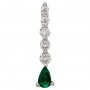 14K White Gold Graduated Diamond and Pear Emerald Drop Pendant