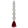 14K White Gold Graduated Diamond and Pear Ruby Drop Pendant