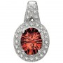 14K White Gold 10x8 Oval Garnet and Diamond Pendant