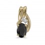 14k Yellow Gold Oval Onyx And Diamond Pendant