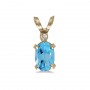 14k Yellow Gold Oval Blue Topaz And Diamond Filagree Pendant