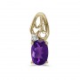 14k Yellow Gold Oval Amethyst And Diamond Pendant