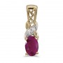 14k Yellow Gold Oval Ruby And Diamond Pendant