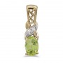 14k Yellow Gold Oval Peridot And Diamond Pendant