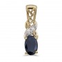 14k Yellow Gold Oval Sapphire And Diamond Pendant