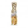 14k Yellow Gold Oval Citrine And Diamond Pendant