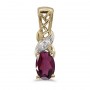 14k Yellow Gold Oval Rhodolite Garnet And Diamond Pendant