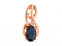 14K Yellow Gold Oval Sapphire and Diamond Curve Birthstone Pendant