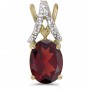 14k Yellow Gold Oval Garnet And Diamond Pendant