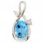 14K White Gold Blue Topaz and Diamond Figure 8 Pendant