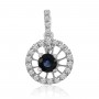 14K White Gold Round Sapphire and Diamond Circle Precious fashion Pendant