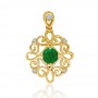 14K Yellow Gold Emerald and Diamond Precious Beaded Filigree Pendant