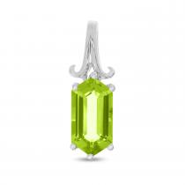 14K White Gold Hexagon Peridot Pendant