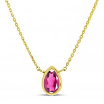 14K Yellow Gold Pear Rhodalite Garnet Birthstone Necklace