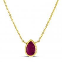 14K Yellow Gold Pear Ruby Birthstone Necklace