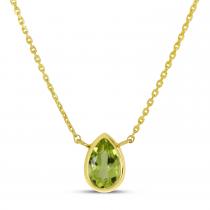 14K Yellow Gold Pear Peridot Birthstone Necklace