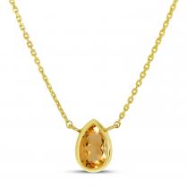 14K Yellow Gold Pear Citrine Birthstone Necklace