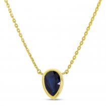 14K Yellow Gold Pear Sapphire Birthstone Necklace