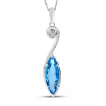 14K White Gold Semi Marquise Swirl Pendant