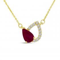 14K Precious Pear & diamond Shadow Necklace