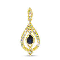 14K Yellow Gold Sapphire Pear Teardrop Pendant