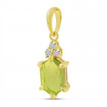 14K Yellow Gold Hexagon Peridot and Diamond Pendant