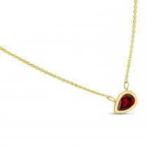 14K Yellow Gold Pear Garnet East to West Birthstone Necklace