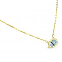 14K Yellow Gold Pear Aquamarine East to West Birthstone Necklace