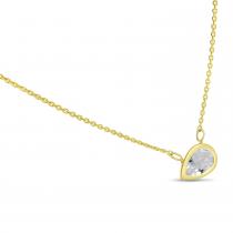 14K Yellow Gold Pear White Topaz East to West Birthstone Necklace