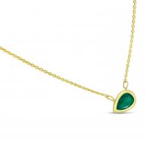 14K Yellow Gold Pear Emerald East to West Birthstone Necklace