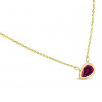 14K Yellow Gold Pear Rhodalite Garnet East to West Birthstone Necklace