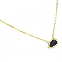 14K Yellow Gold Pear Sapphire East to West Birthstone Necklace