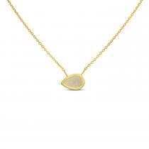 14K Yellow Gold Pear Opal East to West Birthstone Necklace