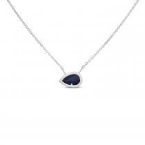 14K White Gold Pear Sapphire East to West Birthstone Necklace