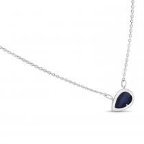 14K White Gold Pear Sapphire East to West Birthstone Necklace