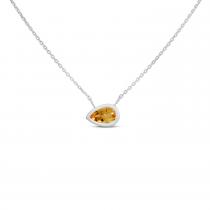 14K White Gold Pear Citrine East to West Birthstone Necklace