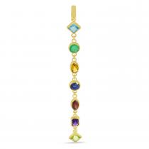 14K Yellow Gold Long Fancy Multi-Shape Semi-Precious Pendant