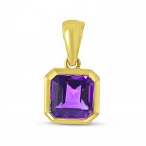 14K Yellow Gold Octagon Amethyst Pendant