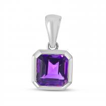 14K White Gold Octagon Amethyst Pendant