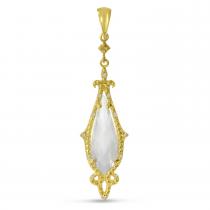 14K Yellow Gold Special Cut White Topaz and Diamond Pendant